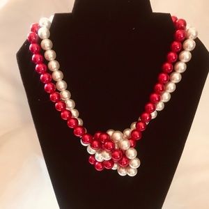 Red and White Pearl Necklace